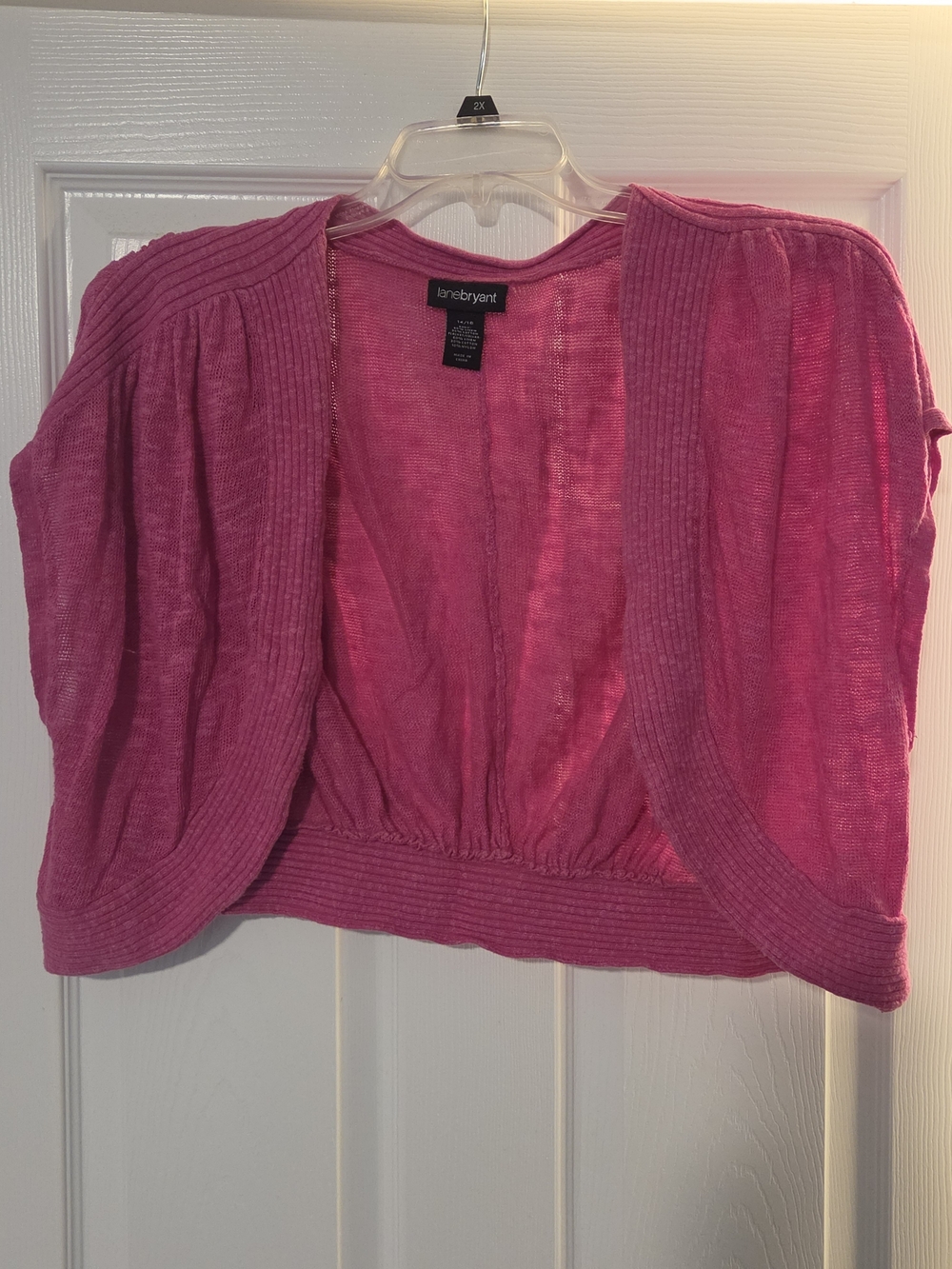 Lane Bryant Hot Pink Cropped Open-Front Shrug